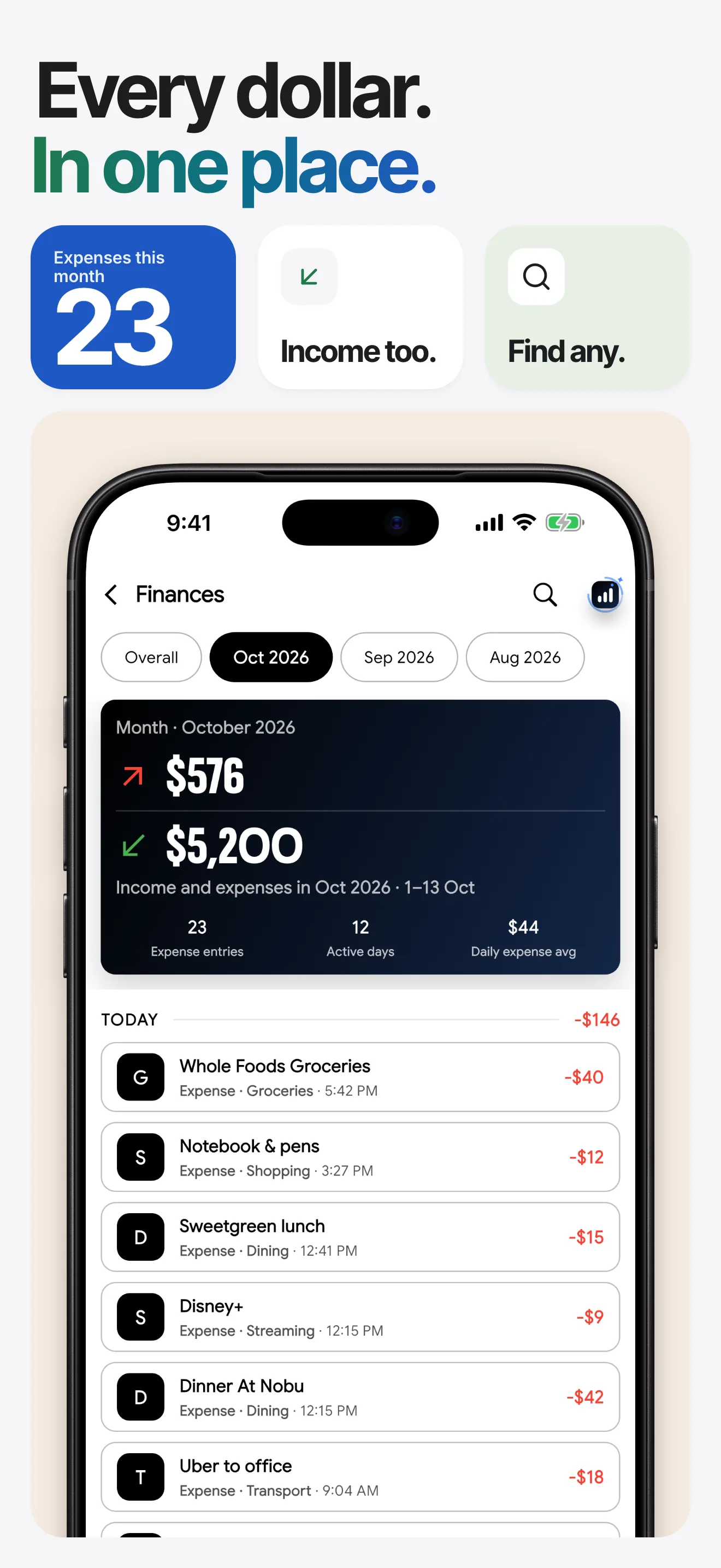 Every dollar. In one place.