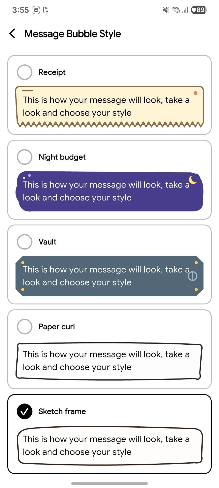Message bubble styles