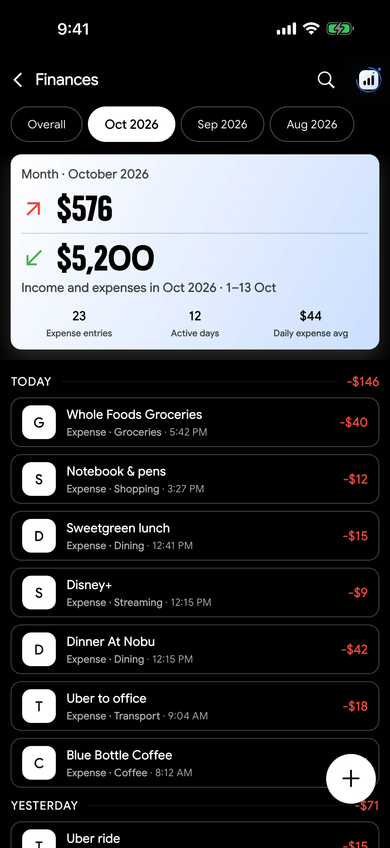 Finances in dark mode